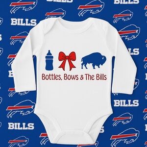 Bottles, Bows & The Bills Baby Onesie